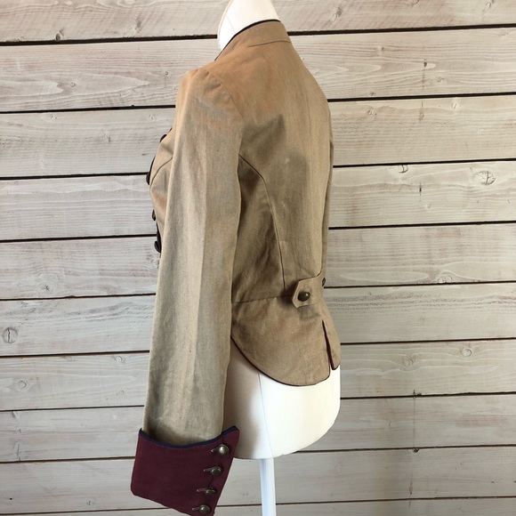 Wyeth by Todd Magill Military Jacket tan purple with buttons Ralph Lauren Anthro - Picture 5 of 8